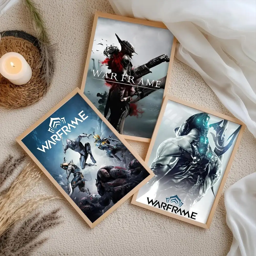 W-Warframe Game Poster Stickers Self-Adhesive Painting Mural Decor Wall Decals for Bedroom Living Room Home HD Gift