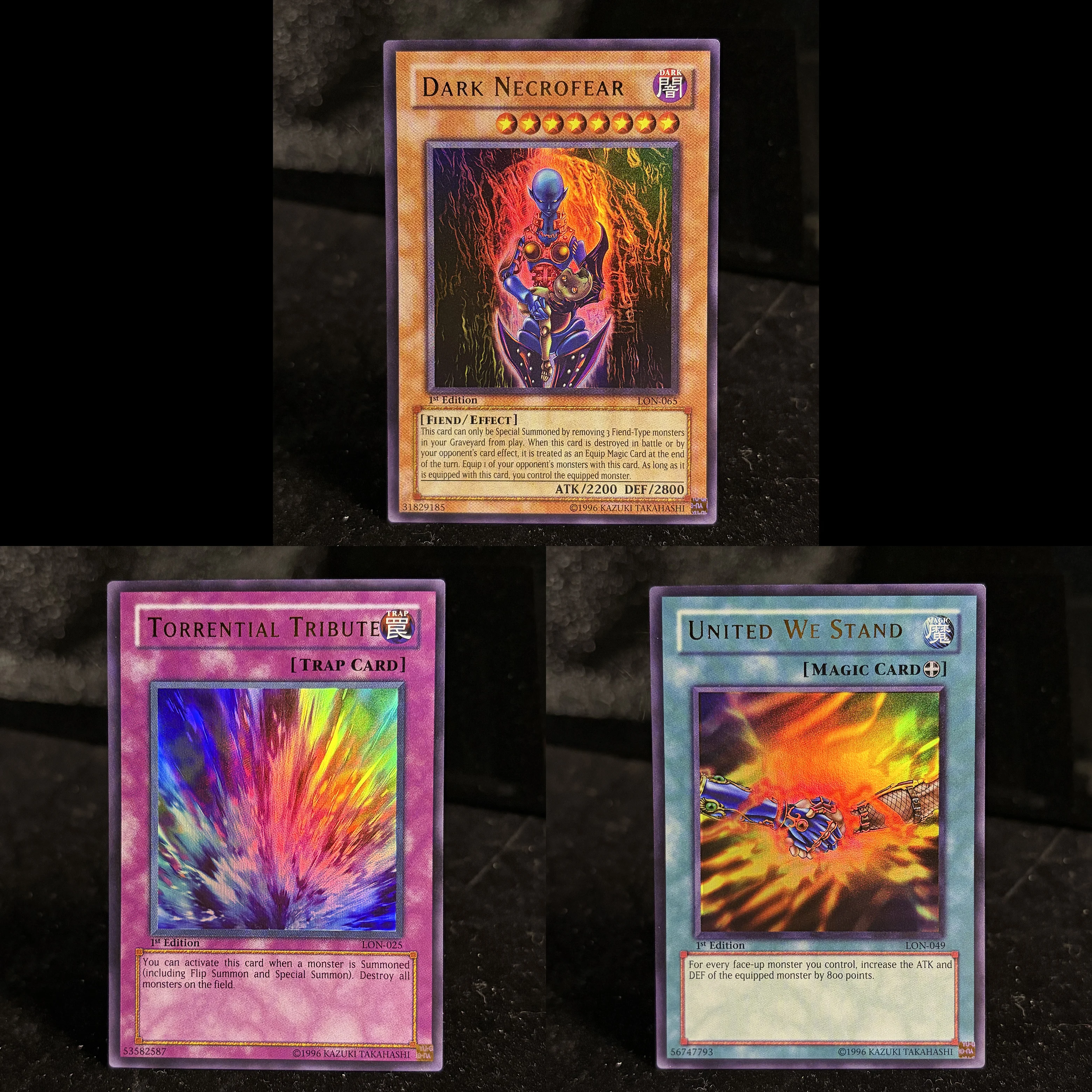 3-piezas-de-yu-gi-oh-tarjetas-tcg-1st-ultra-rare-lot-torrential-tribute-united-we-stand-dark-necrofear-labyrinth-of-nightmare-lon-diy