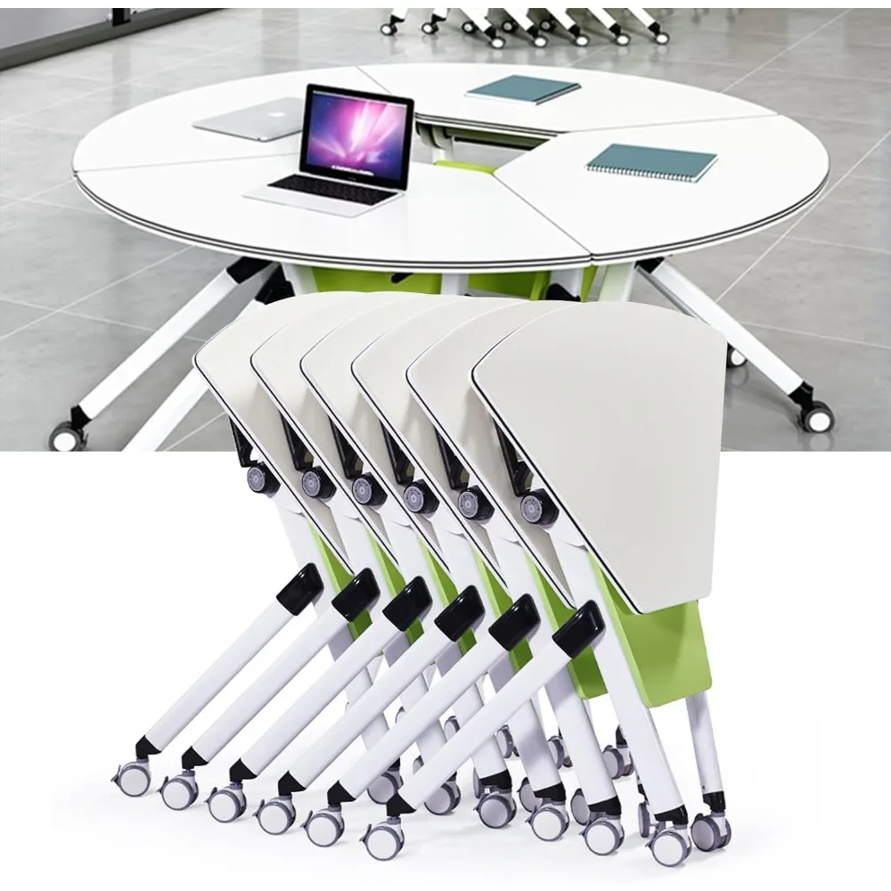 

Folding conference room table, mobile training table with wheels, folding round conference table for office conference classroom