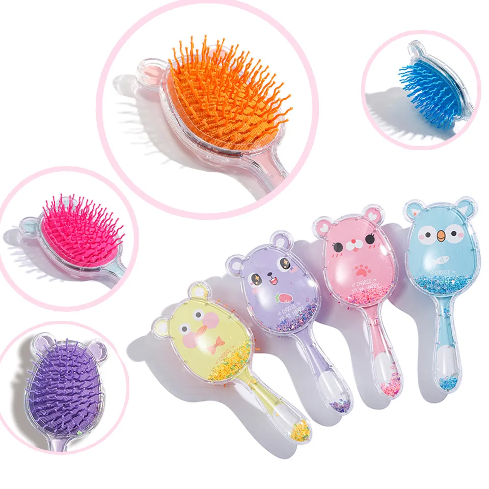 

Cartoon Cute Animals Quicksand Sequin Hairdressing Comb Glitter Massage Cartoon Comb Girl Air Cushion Comb Panda Air Bag Comb