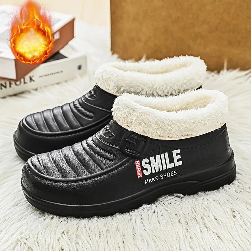 Fashion cotton slippers men's winter warm home cotton shoes waterproof garden shoes new ladies indoor non-slip shoes plus size