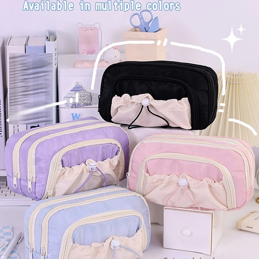 

Large-capacity Multi-layer Pencil Case Simple Multi-purpose Student Stationery Box And Makeup Storage Bag Drawstring Pen Box