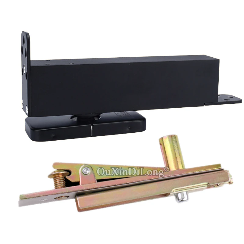 Durable 1Set Heavy Duty Door Pivot Hinges Invisible Hidden Hydraulic Buffer Black Door Hinges Install Up and Down