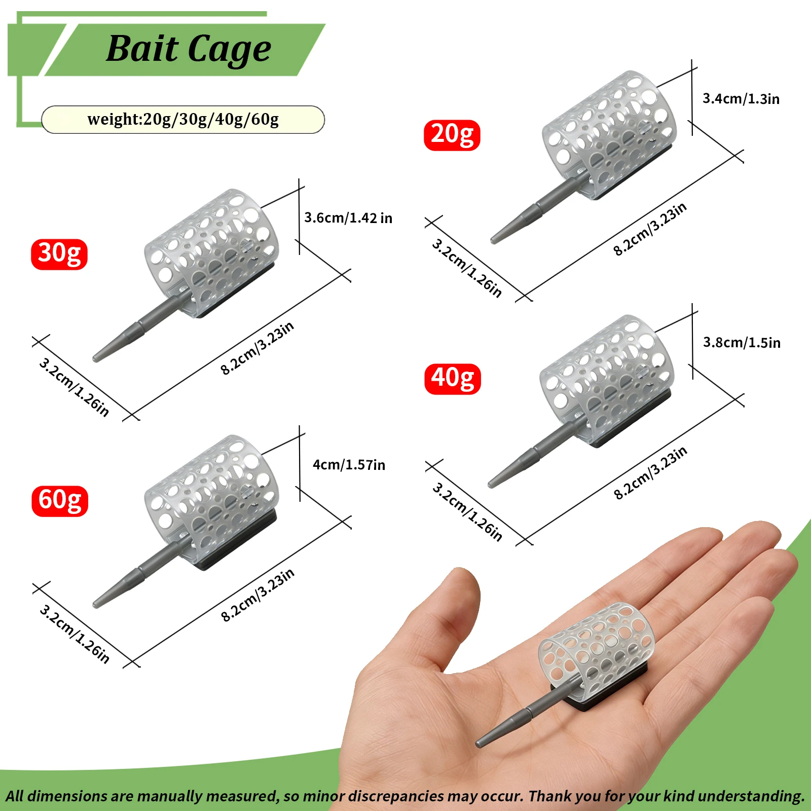 3-teiliges Inline-Method-Feeder-Set 20g/30g/40g/60g Karpfenangelköderkäfig mit Schnellverschluss-Spitze, Langlebig für Süß- und Salzwasser – Detail 1