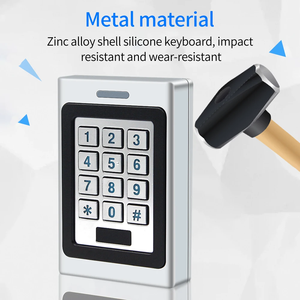 Zinc Alloy Access Control Keypad With 2 Relays to Control 2 Doors IP67 Waterproof DC 10-30V 125Khz RFID Card Double Door Opener