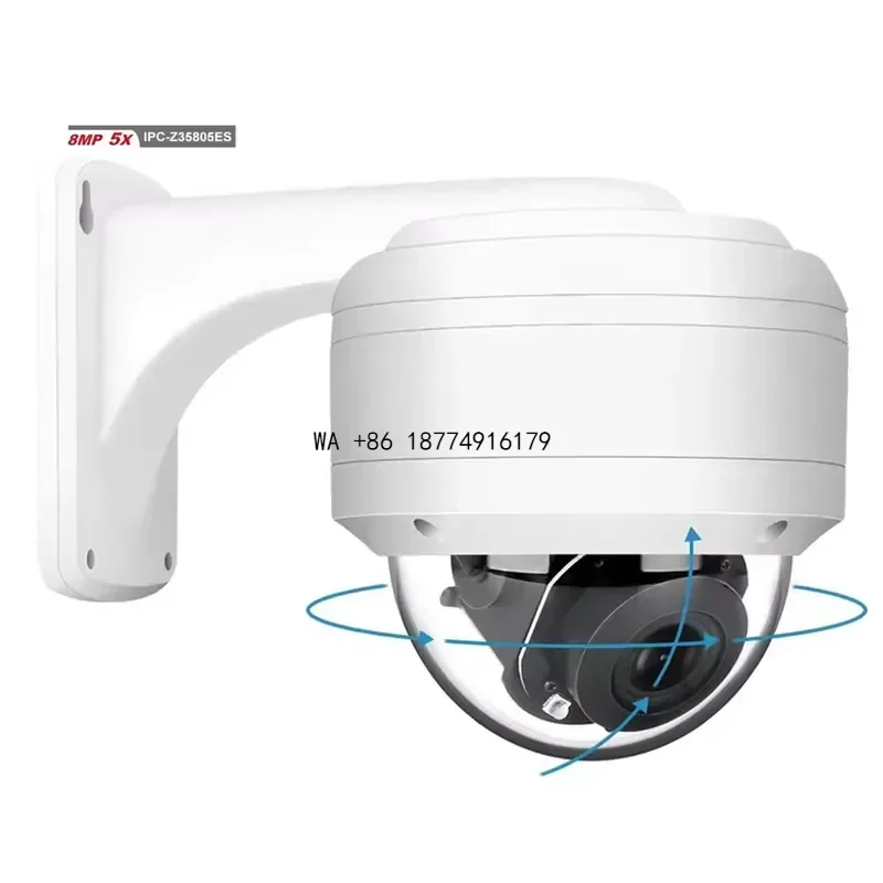 wmwmnu 8MP 4K PTZ IP 5X Zoom Mini Surveillance Motion Detection 2.0 Outdoor Built-in Mic IR Light IP66