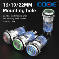 16/19/22mm Stainless Steel with 5A 24/220V IP67 Momentary/Latching Push Button Toggle Switch1NO 1NC SPDT Self-Reset