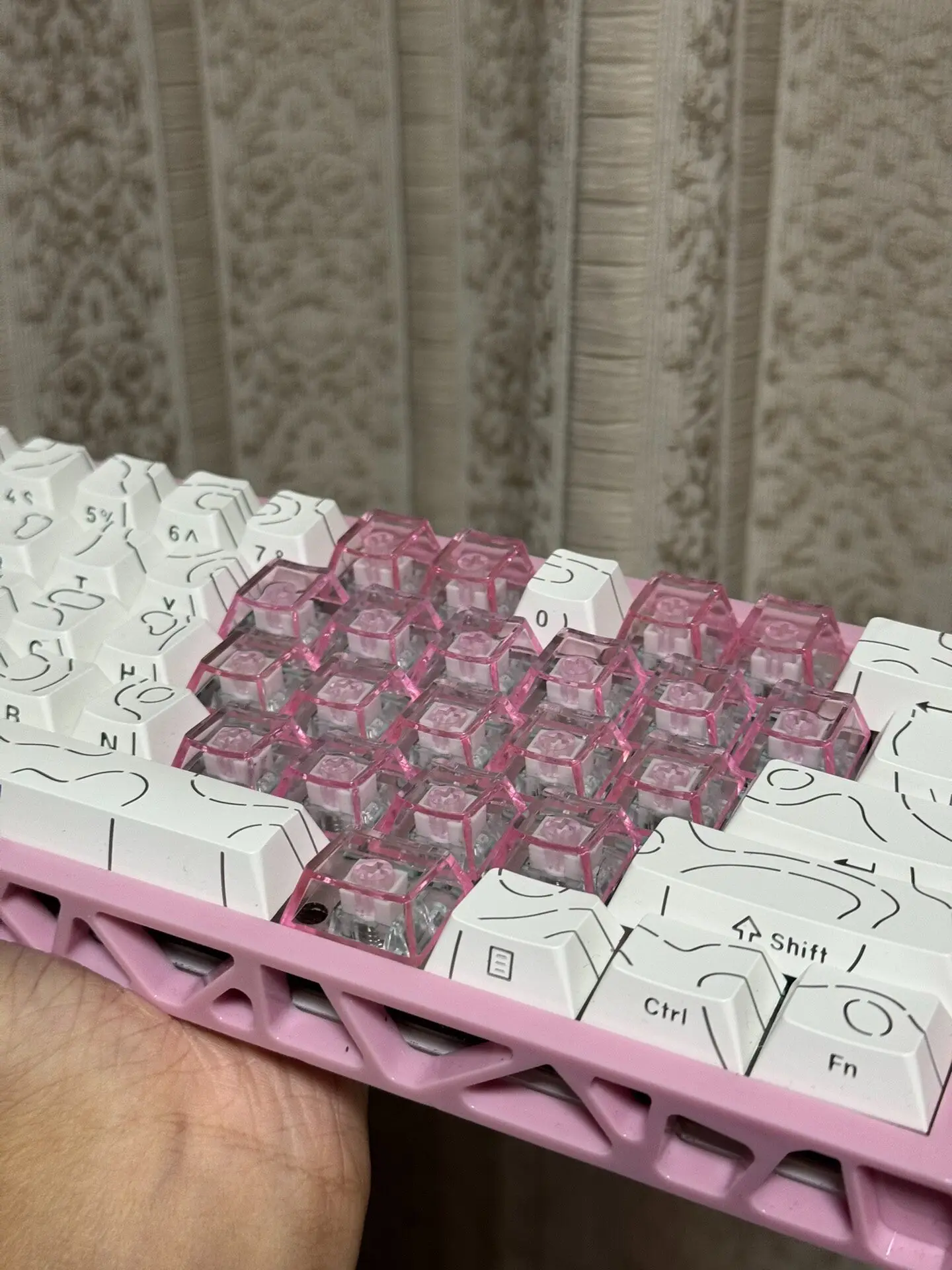 Custom Sakura Crystal Theme 60% Layout RGB Magnetic Axis Custom Keyboard Contour Ergonomic Professional Gift.