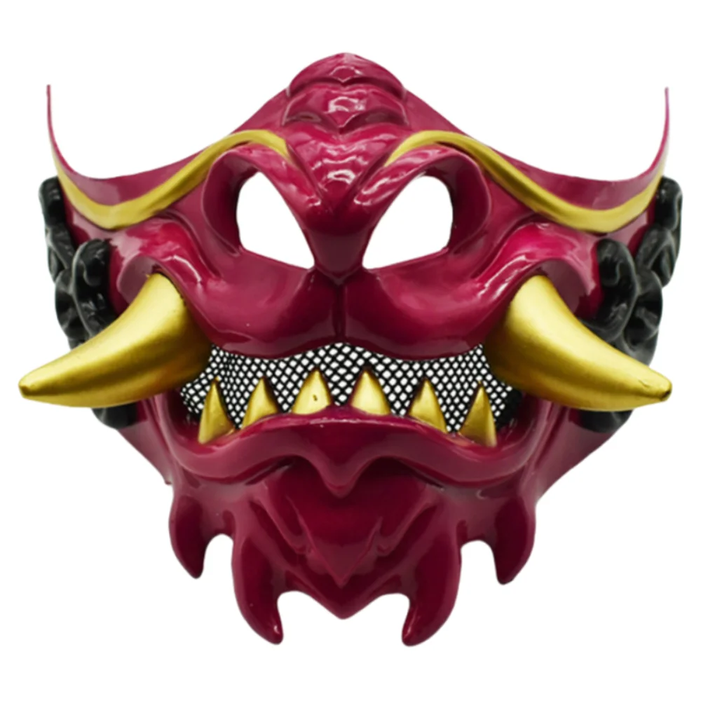 Realistische 3D japanische Samurai-Maske, leicht, atmungsaktiv, Halloween-Cosplay-Masken, wilde Zähne, Fang-Maske, Kleidungszubehör