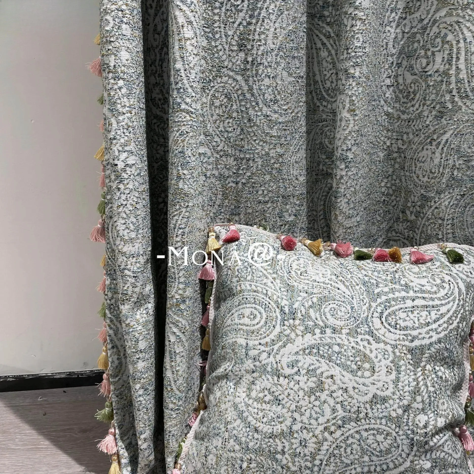 French Dark Pattern Paisley Jacquard Thickened Blackout Curtains for Living Room Bedroom French Window Balcony Customized