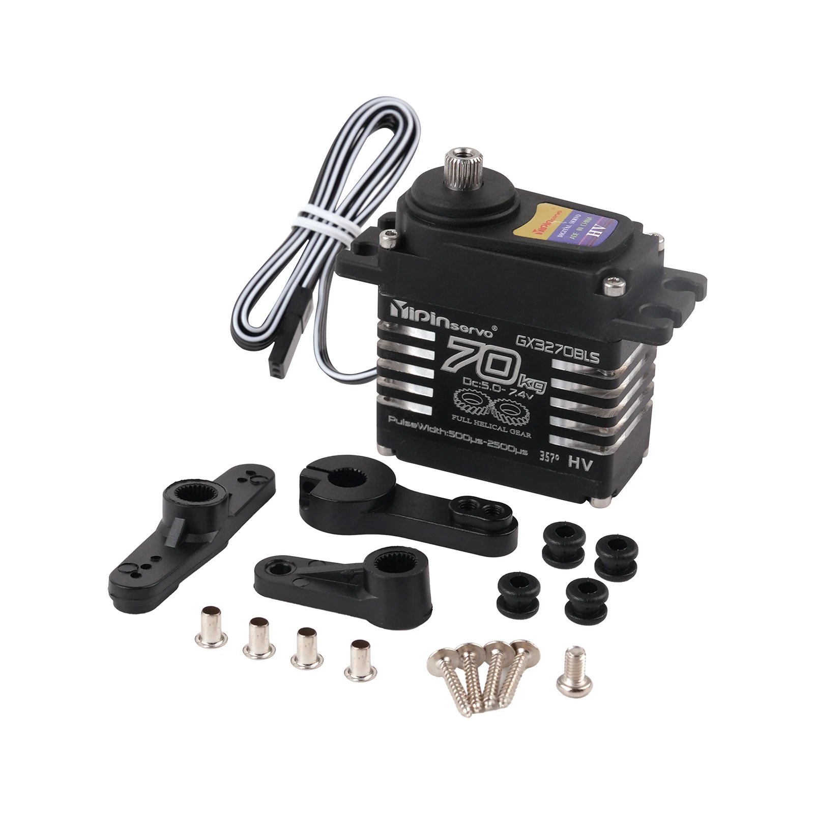 Servo de alto par de 70KG GX3270BLS Servo Digital RC Motor sin escobillas de engranaje de Metal negro 180/270/357/360 grados para coche 1/10 1/12