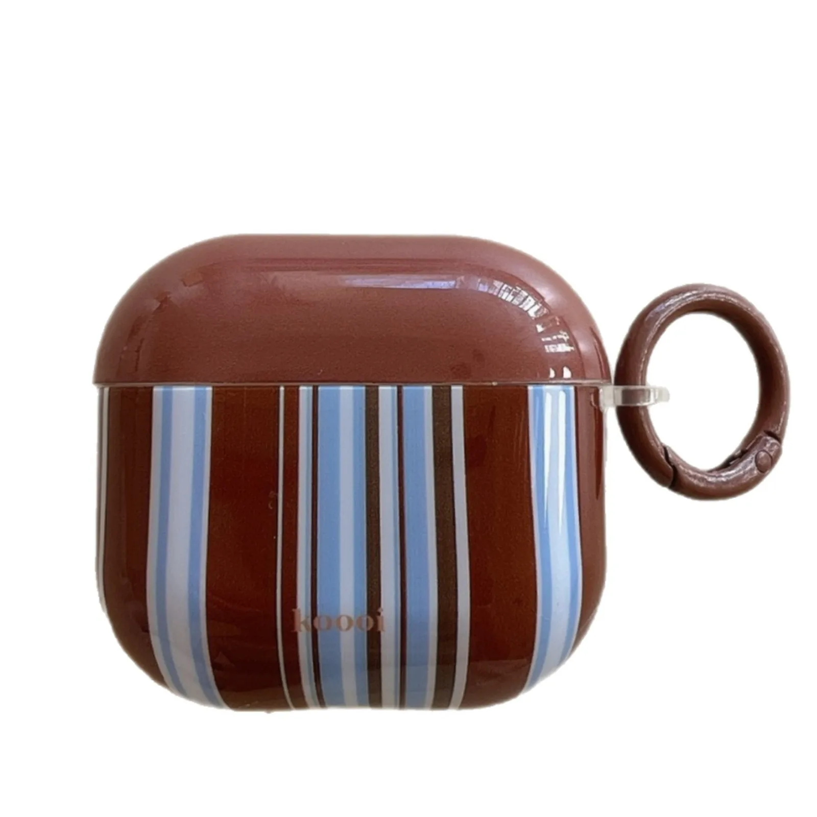 

Blue & Brown Stripes Earphone Case For Apple Airpods 1 2 3 4 Pro 2022 Cover