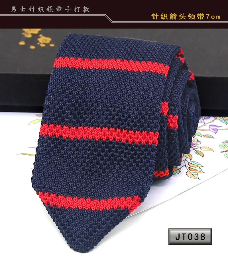 Neue Strick krawatten lässig dünne Krawatte für Party Jungen Mädchen gestrickt gestreifte Krawatte Hochzeit Krawatte für Bräutigam Hals tragen für Männer – Detail 11