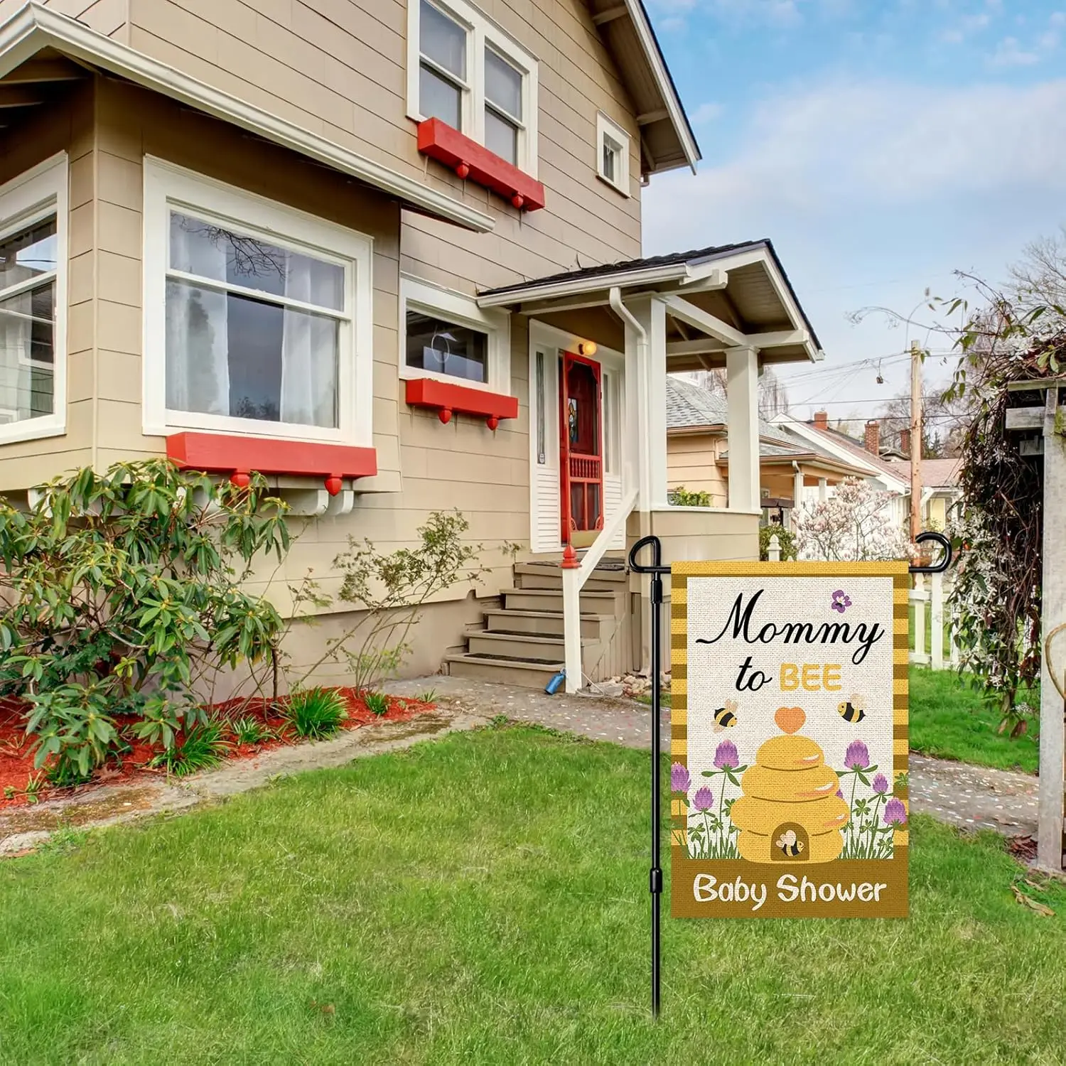 علم حديقة INNORU Mommy to Bee، لافتة ساحة حفلات استحمام الطفل على شكل نحلة، حفلة إعلانية للحوامل للنحل في الأماكن المغلقة والخارجية HHU