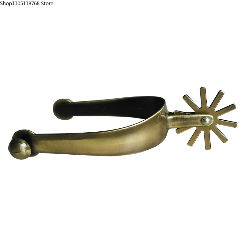 1 Pair Horse Riding Spurs Tough Zinc Alloy Gold Spurs for Cowboy Boots with Rotatable Gear Western Cowboy Boot Spurs for Men