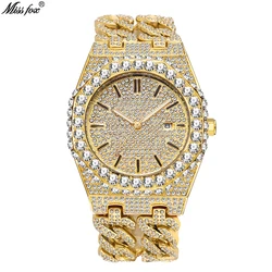 Brand lced Out Men Watch Top Brand Fashion Diamond Gold Quartz Wristwatch Luxury Classic Luminous Pointer Waterproof Male Clock