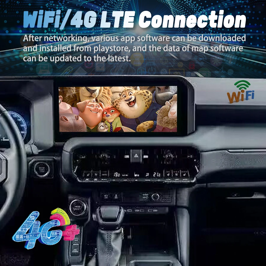 Android 13 12.3\'\' Qled screen For Toyota Prado Land Cruiser 250 Lc250 2023 2024 Car Multimedia Video Player Auto WiFi 4G CarPlay