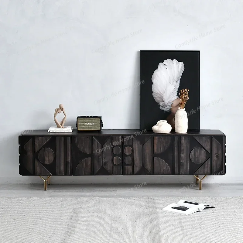 

Modern Soild Wood Tv Stands Minimalist High End Monitor Design Shelf Tv Table Organizer Drawers Creativity Muebles Furniture