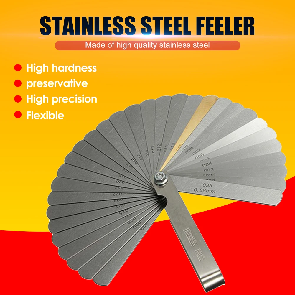 Stainless Steel 32 Blades 0.04-0.88mm Thickness Gap Metric Filler Feeler Gauge