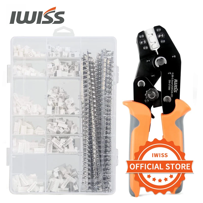 IWISS SN-01BM 28-20AWG Micro Terminals Crimper Plier Ratecheting Crimping Tool 1470pcs PH2.0mm Connector Kit