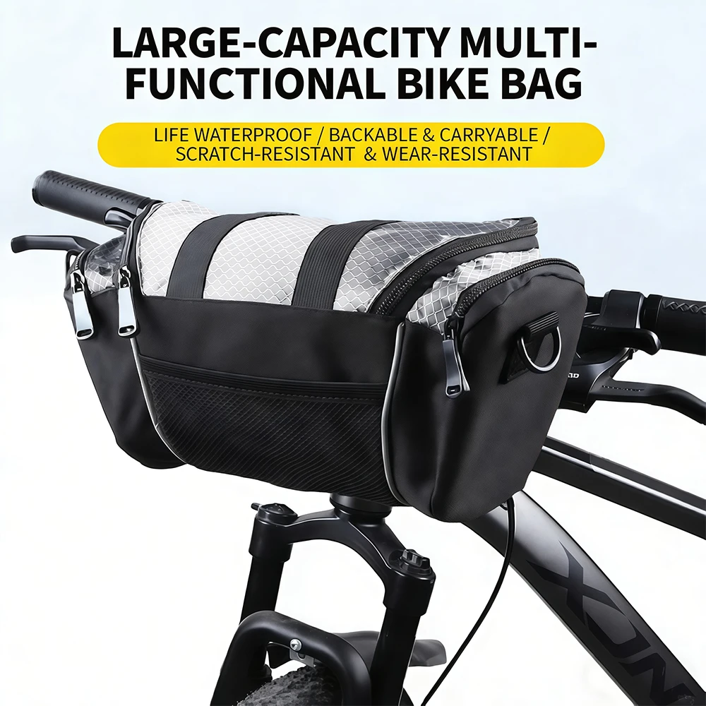Small Bicycle Handle Bar Bag Handy Front Bike Bags Storage Pouch Pack with Shoulder Strap Little Mountain Road Bike Barrel Bag