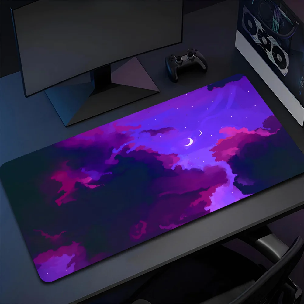 1pc Purple Moon Celestial Object Non-slip Mouse Pad Suitable For Office Computers Laptops E-sports Game Desk Mats XXL Keyboard