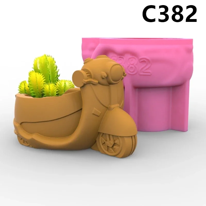 3D Car succulent plant flowerpot resin silicone mold cute cartoon car storage box candle cup concrete gypsum silicone mold