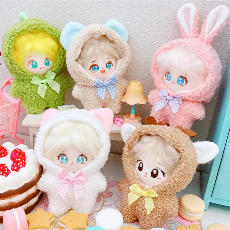 17cm Mini Plush Doll'S Clothes Outfit Accessories For Korea Kpop Exo Labubu Idol Dolls Rabbit Jumpsuit Clothing Fans Gift DIY