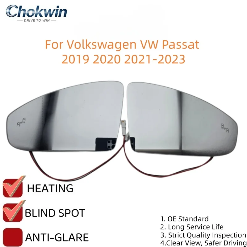 For Volkswagen VW Passat 2019 2020 2021-2023 Rearview Mirror Glass Lens with Heating Blind Spot 19G857521 19G857522