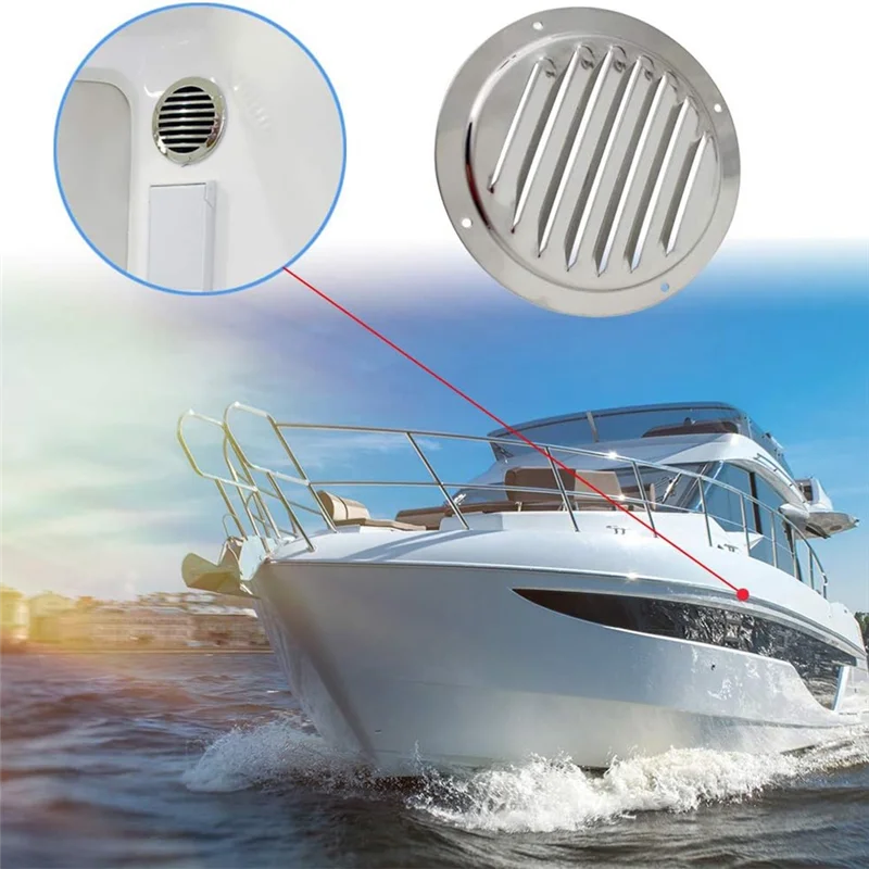 5Inch Round Louvered Air Vent, 316 Stainless Steel Marine Boat Vent Cover, 2