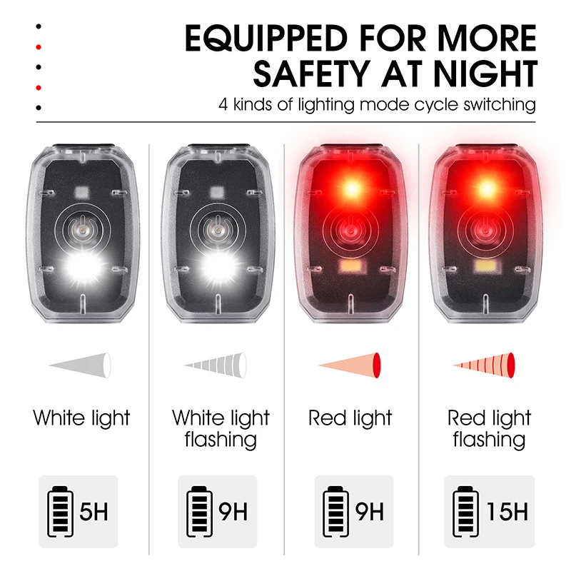 WEST BIKING Bicycle Front/Rear Light USB Rechargeable Multifunctional Mini Headlight Warning Taillight IPX5 Waterproof Flash LED