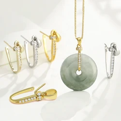 Diamond Pendant Accessories Jade Pendant Buckle Connectors Brass Bail CZ Pinch Clip Clasp for Necklace DIY Jewelry Craft Making