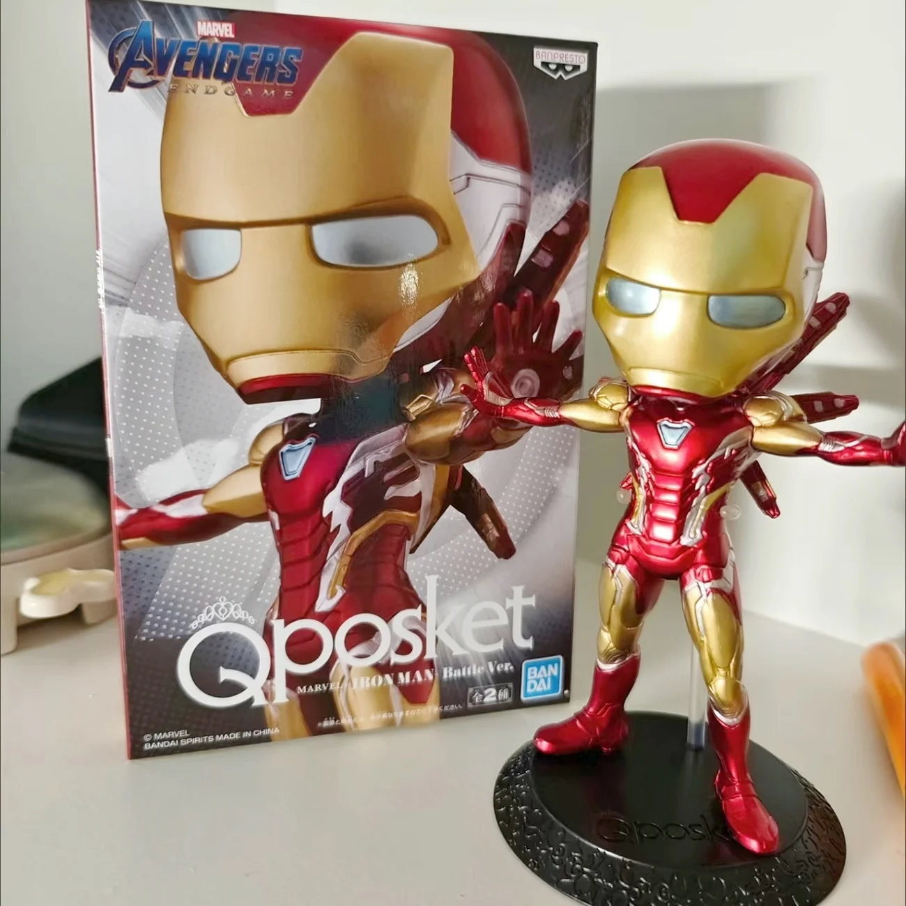 Original bandai qposket marvel homem de ferro anime figura brinquedos saotome figura de ação para crianças presente modelo colecionável brinquedos presentes