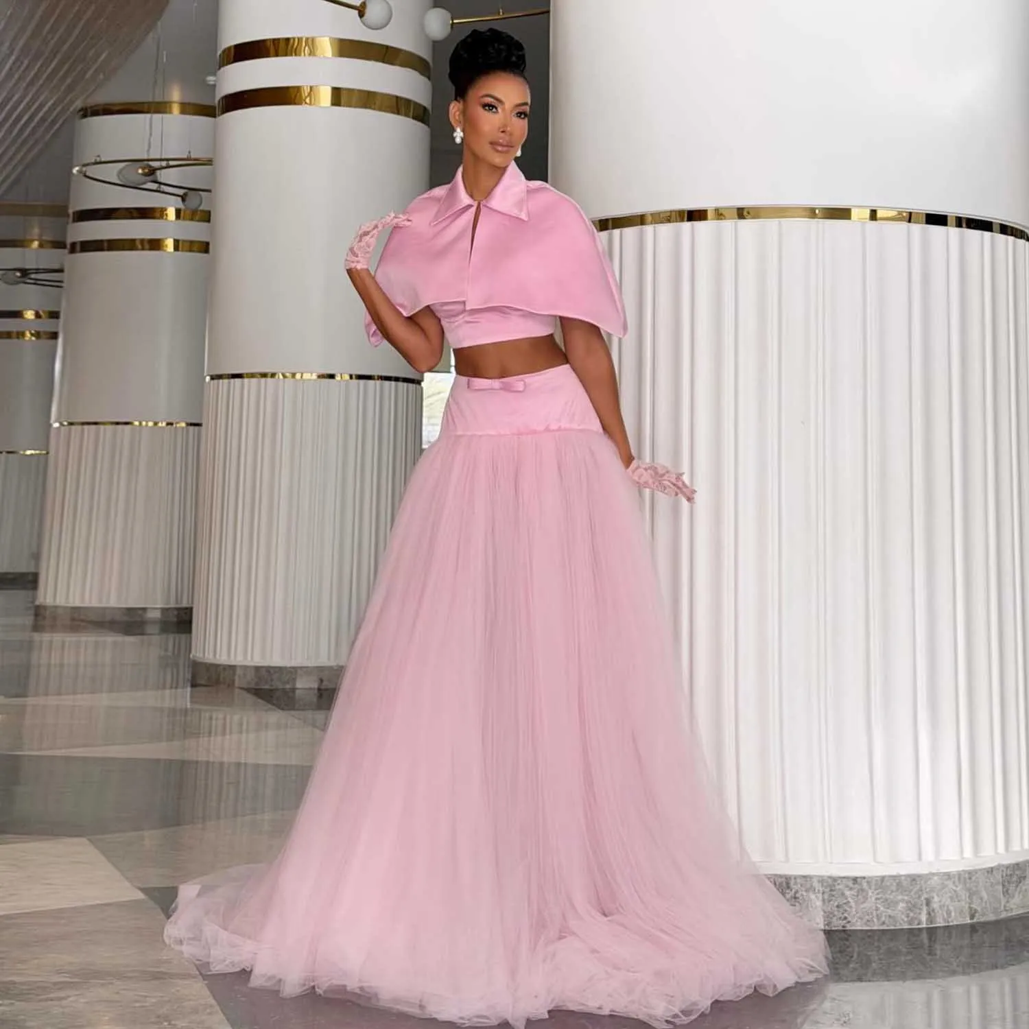 

Милый розовый комплект из 3 предметов: платье, новинка 2026 года, из мягкого фатина, длинное, женский костюм-платье, нарядные платья для выпускного вечера, вечерние платья