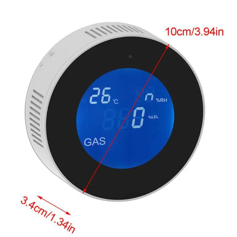 BNVN-Tuya Wifi مستشعر إنذار الغاز الطبيعي الذكي إنذار الغاز القابل للاحتراق مع وظيفة درجة الحرارة مع شاشة LCD مع تطبيق Tuya EU