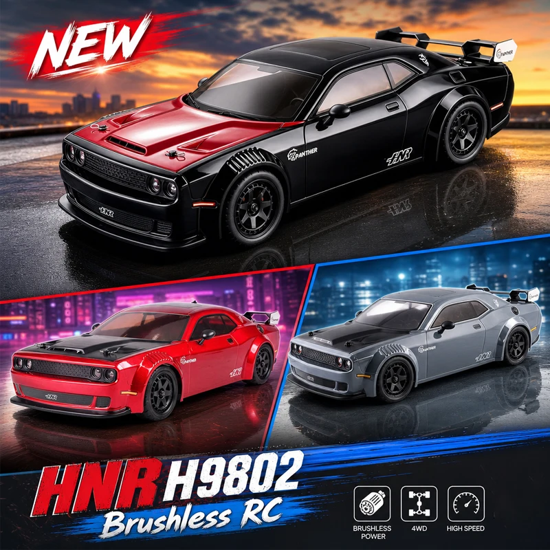 HNR H9802 4x4 Brushless RC On-Road Racing 1/10 Electric Remote Control Flat Running Drift Racing Car Adult Children's Toys
