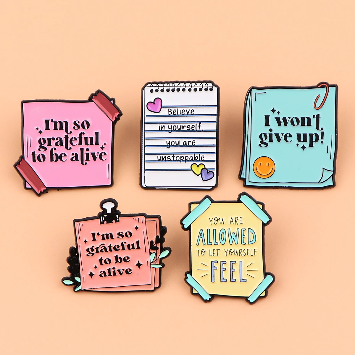 Encourage Sentences Briefcase Badges Cool Pins Badges on Backpack Manga Accessories for Jewelry Brooch for Clothes Cute Things