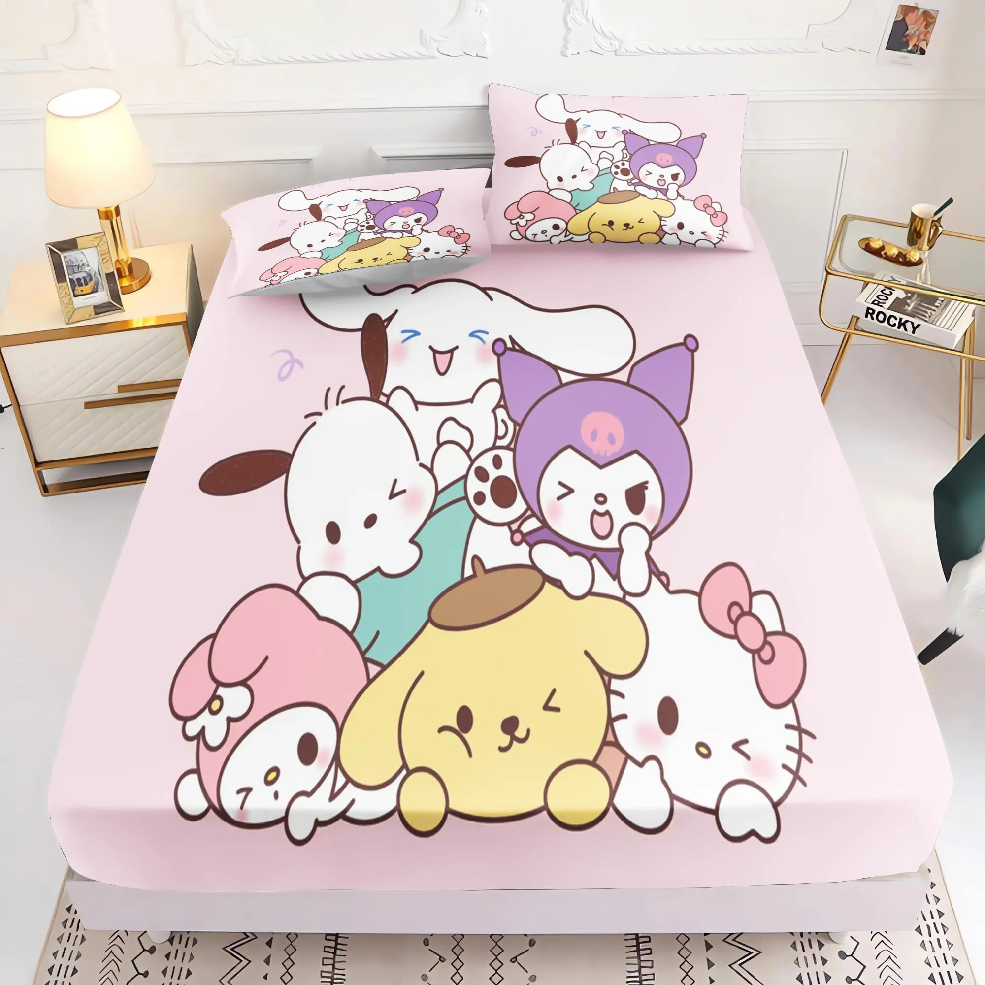 

Cinnamon Dog Kuromi Plush Printed 100% Polyester Fitted Sheet Dustproof Home Decor Bedroom Bedding Set Children'S Duvet Cover