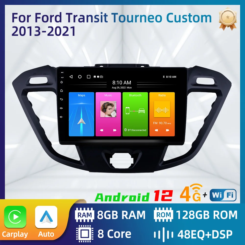 For Ford Transit Tourneo Custom 2013 - 2021 Car Radio 2 Din Android Multimedia Player Screen Head Unit Navigation Carplay Stereo