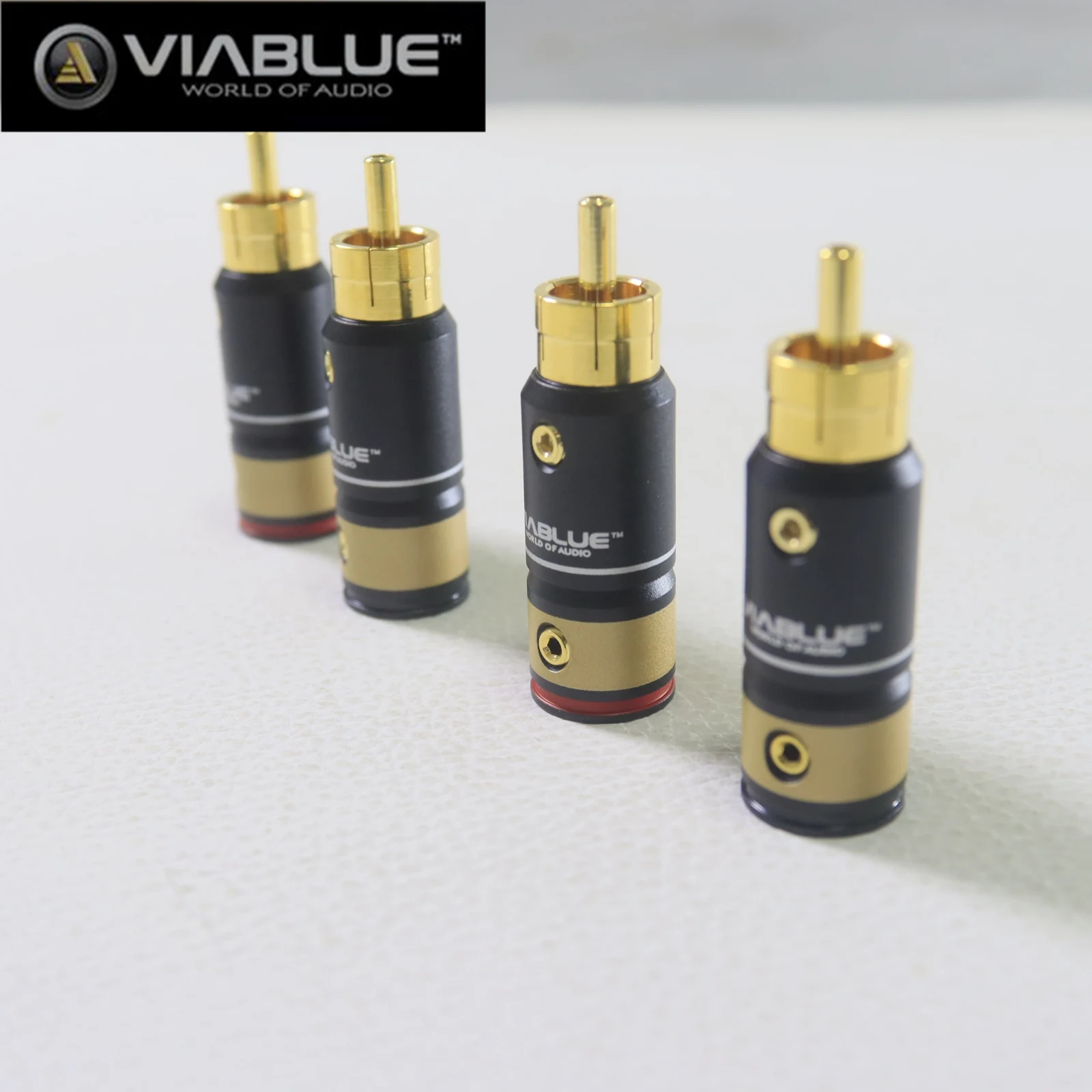 4 Stück VIABLUE VIABLUE T8 RCA-Stecker, 24K vergoldeter RCA-Stecker, für 4-9 mm Audiokabeldurchmesser, DIY-Schweißplatine, hergestellt in Deutschland