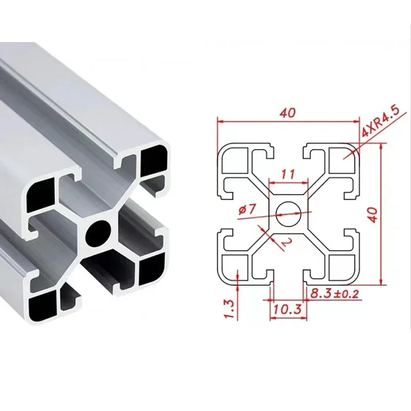 1PCS Silver 4040 T-slot European Standard Anodized Aluminum Profile Extrusion Length 100-1000mm Linear Rail for 3D Printer CNC