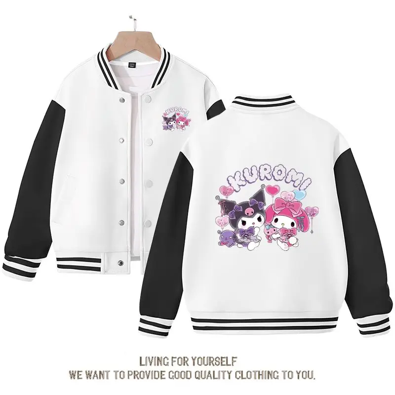 Kawaii Sanrios Baseball Uniform Anime Kuromi My Melody Cute Cartoon Spring Autumn Tops Casual Coat Jacket Sports Coat Girl Gift