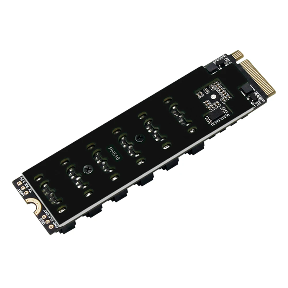 M2 M-EKY PCIE3.0 To SATA6G Expansion Card 6 Port PC Computer Expansion 16000 MB/s Transmission Speed for Hard Disk Support SATA