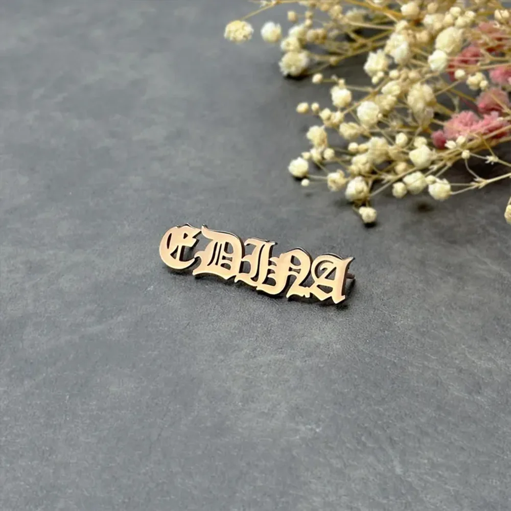 اسم مخصص شعار شخصي بروش الفولاذ المقاوم للصدأ مجوهرات الذكرى مهرجان الأب زوجين هدية