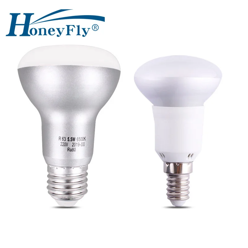 HoneyFly 2pcs R63 R50 LED Bulbs E27 E14 5.5W 3W Bathroom Mushroom Lamp Moisture-proof Heat-resistant for Bathtub Lighting