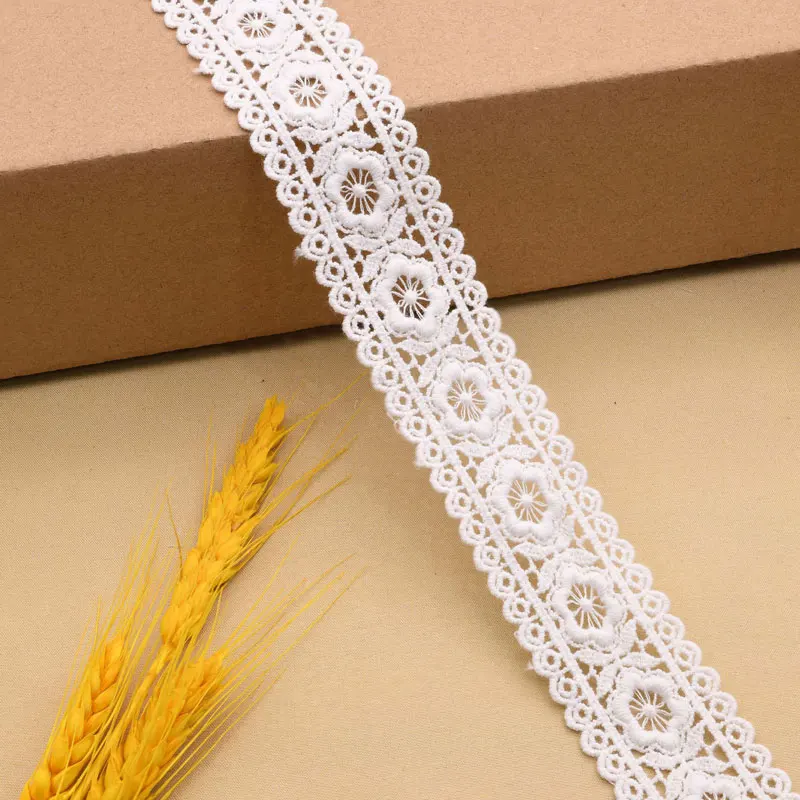 1 Meter Embroidery Cotton Thread DIY White Lace Trim Flowers Love Double Lock lace For Crafts Sewing Accessories Ribbon