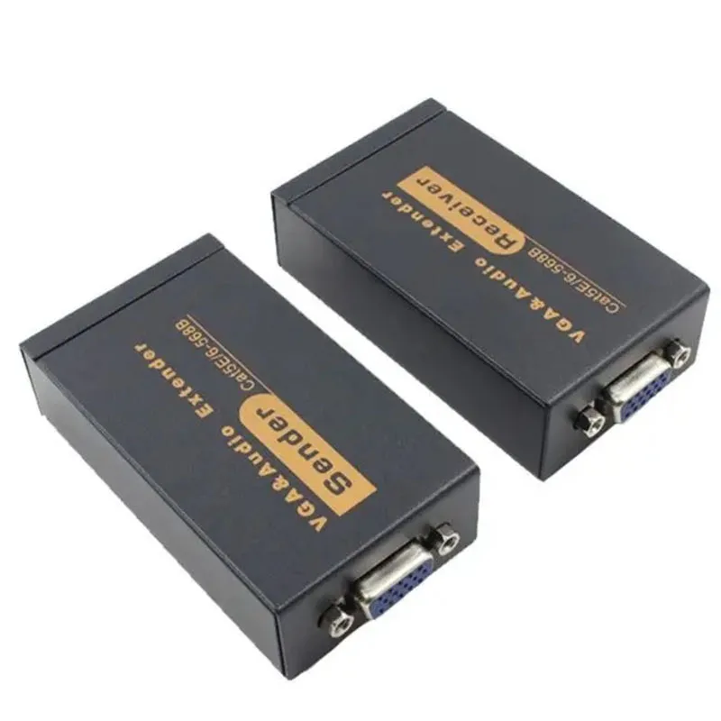 VGA Extender Transmissor e Receptor, 100m, VGA para RJ45, Suporte Amplificador para DVR, Disco Rígido, HD, 3D