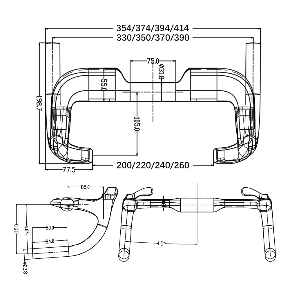 BALUGOE Hochintensiver Carbonfaser-Lenker für Fixed-Gear-Rennräder, TT-Lenker nach UCI-Regulierung 2027 ﻿ – Detail 6