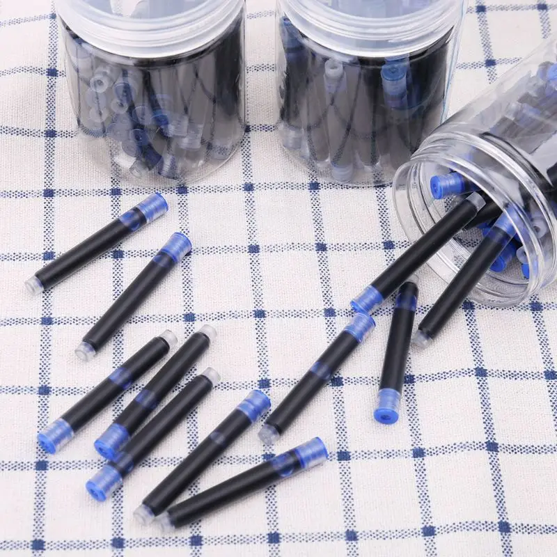 30 ชิ้น Jinhao Universal Black Blue Fountain ปากกา ตลับหมึก 2.6 มม. เติม