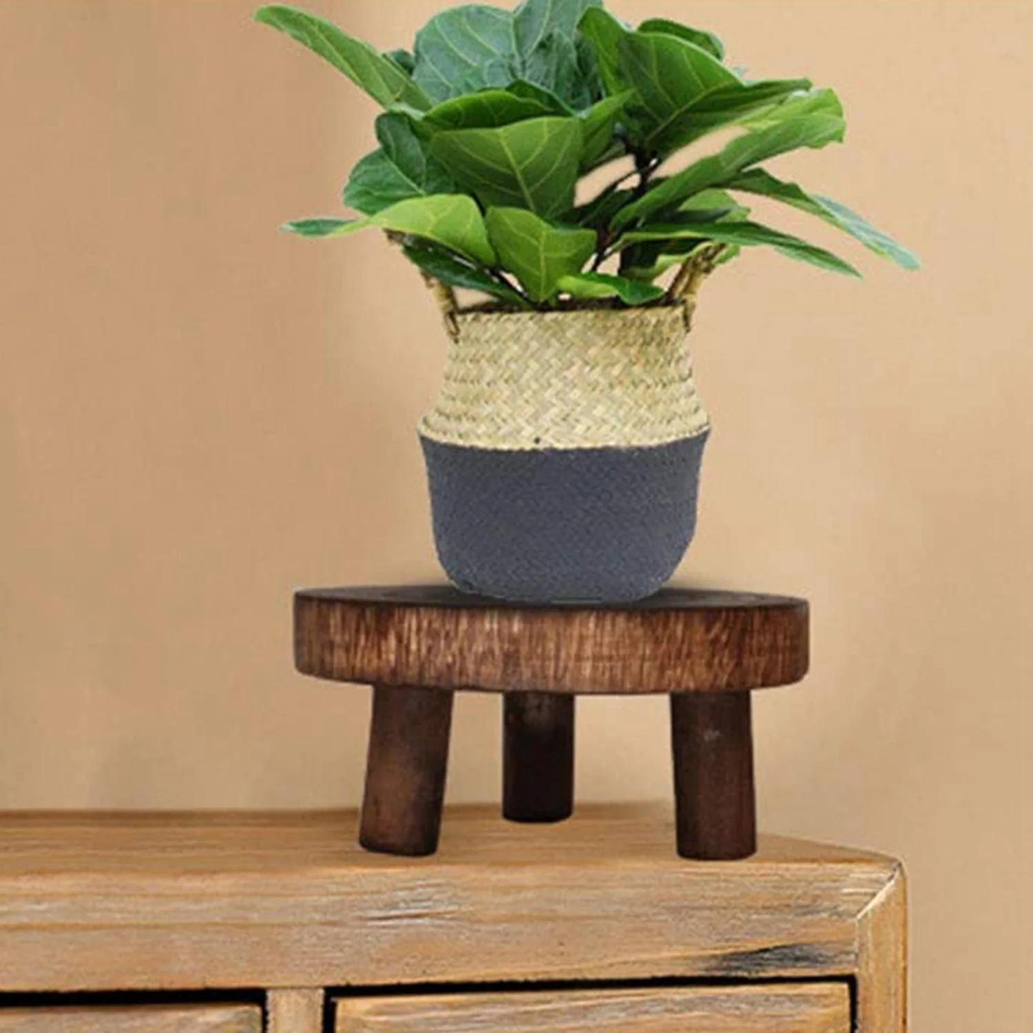 ABVC Mini Wooden Bench Stand, Plant Stand, Flower Pot Stand, Pot Stand, Support Indoor Natural